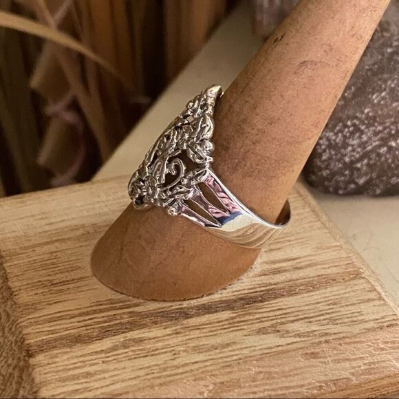 Plumeria Sterling Silver Ring Floral Ring Boho Ring - Picture 5 of 7